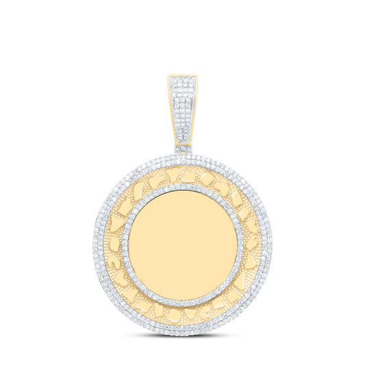 10K Yellow Gold 1Cttw Natural Diamond Round Nugget Memory Mens Charm