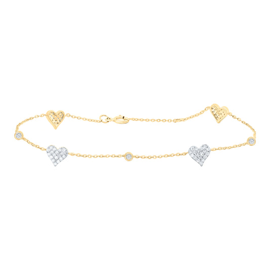 10K Yellow Or White Gold 1/3Cttw Natural Diamond Cn Fashion Heart Bracelet ( 7 Inch )