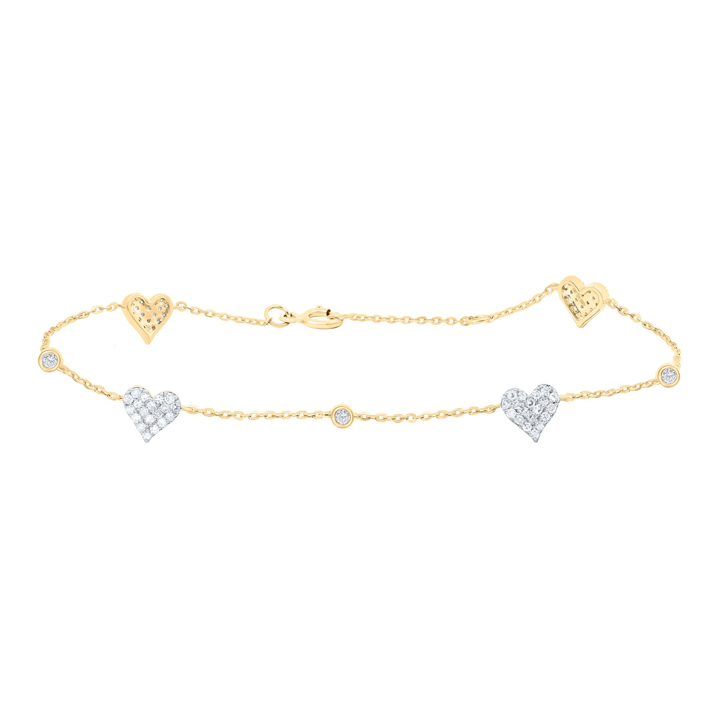 14K Yellow Or White Gold 1/3Cttw Natural Diamond Cn Fashion Heart Bracelet ( 7 Inch )