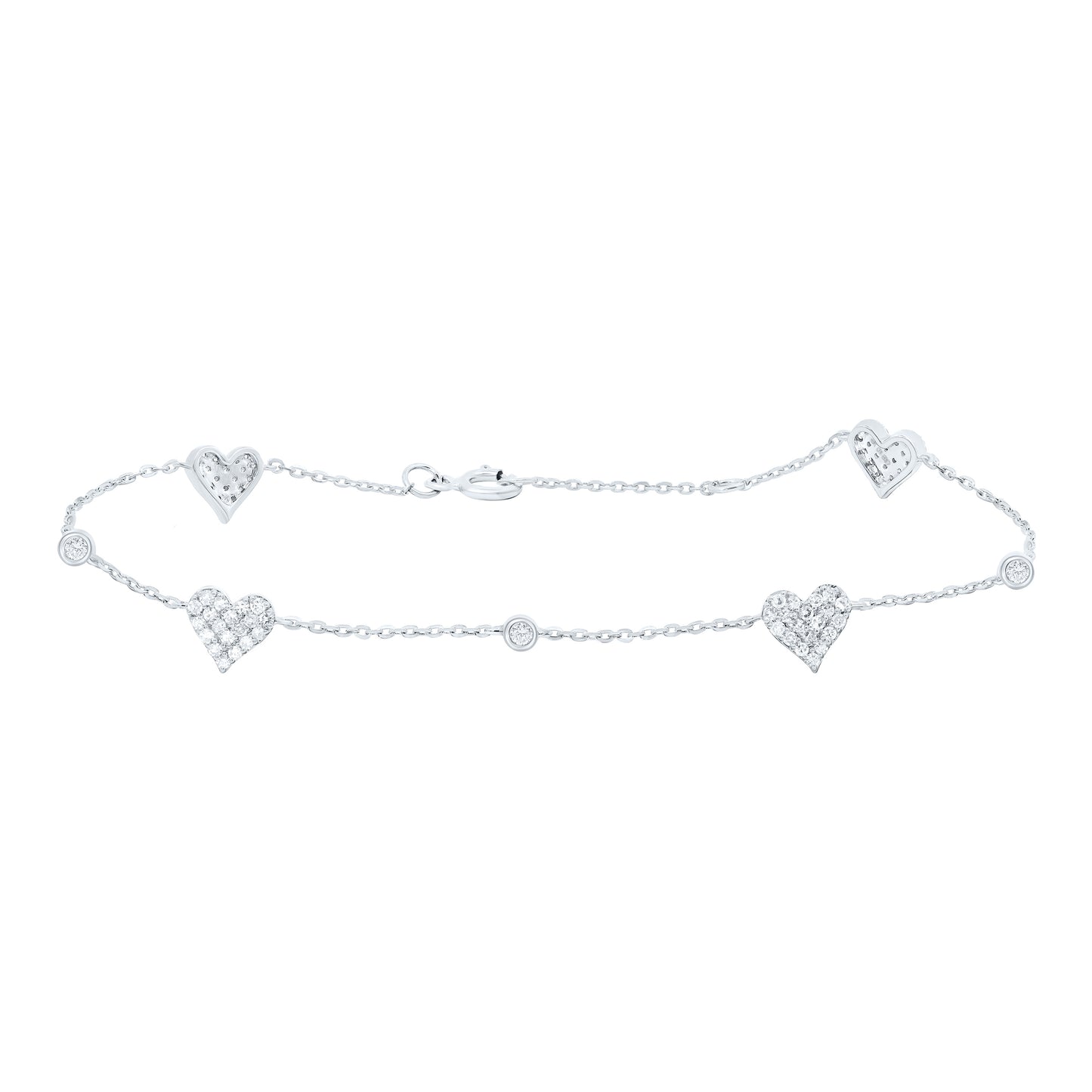 14K Yellow Or White Gold 1/3Cttw Natural Diamond Cn Fashion Heart Bracelet ( 7 Inch )