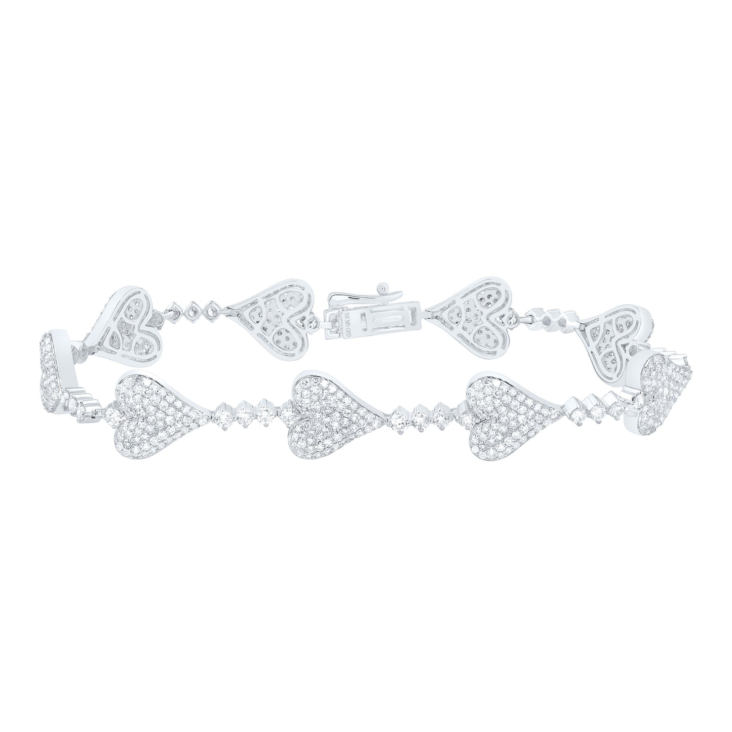 10K Yellow Or White Gold 3 1/4Cttw Natural Diamond Fashion Heart Bracelet ( 7 Inch )