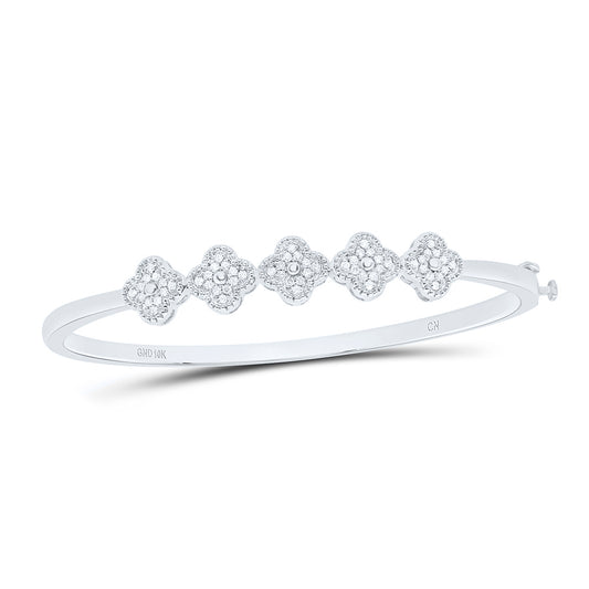 10K Or 14K Yellow Or White Gold 1/3Cttw Natural Diamond Cn Fashion Clover Bangle (60X48Mm)