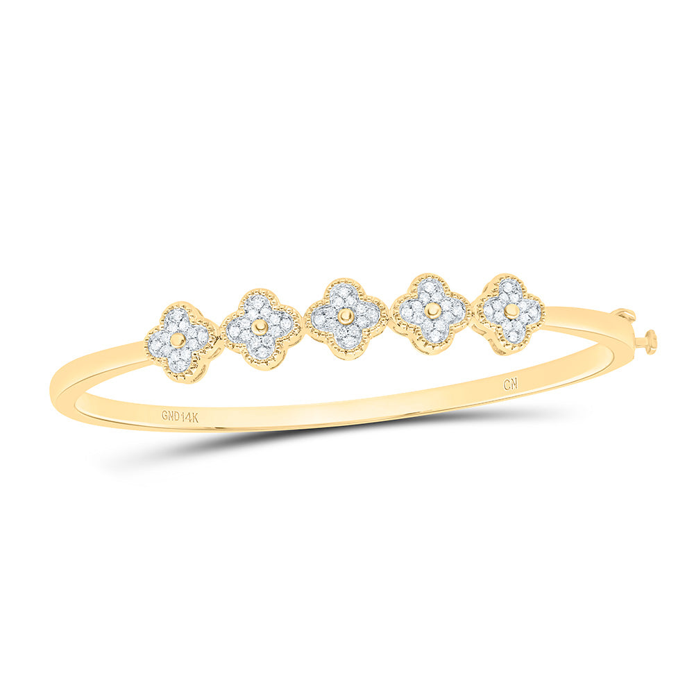 10K Or 14K Yellow Or White Gold 1/3Cttw Natural Diamond Cn Fashion Clover Bangle (60X48Mm)