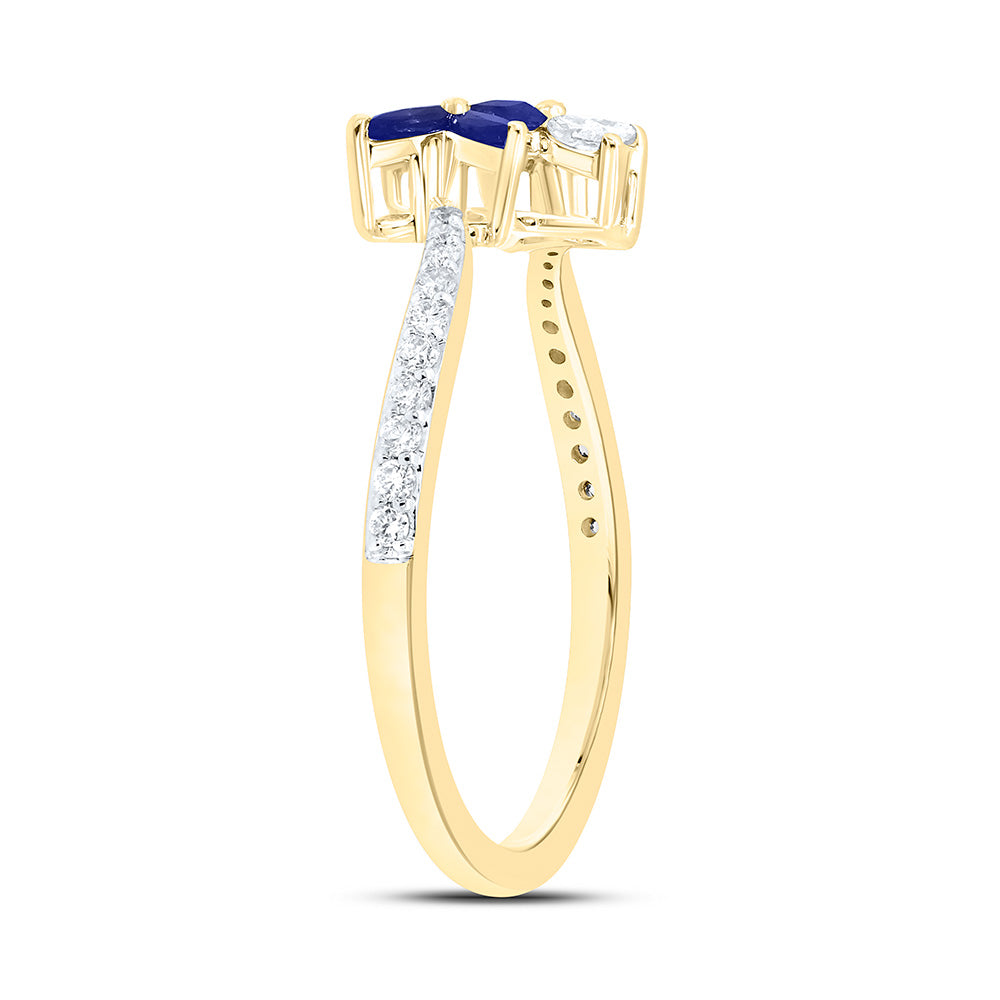 14K Yellow Or White Gold 1/5Cttw Natural Diamond Marquise Gem Flower Ring