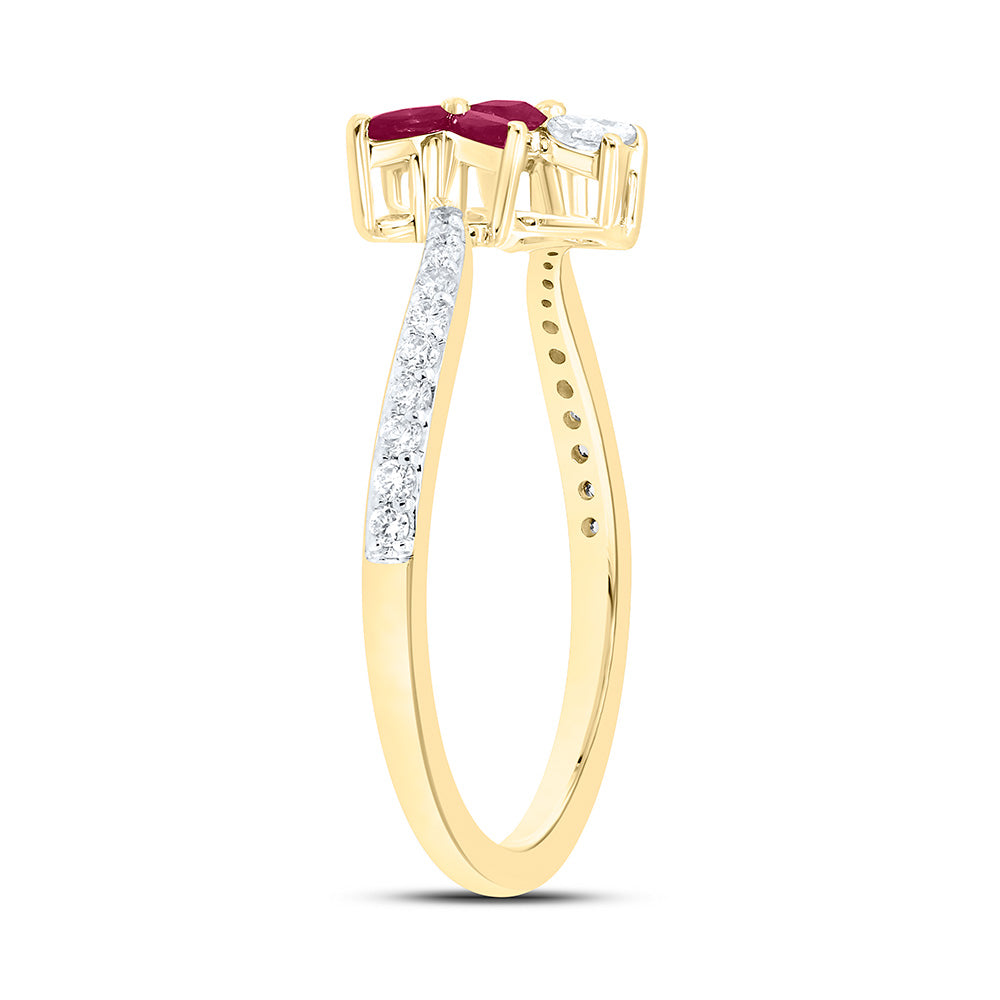 14K Yellow Or White Gold 1/5Cttw Natural Diamond Marquise Gem Flower Ring
