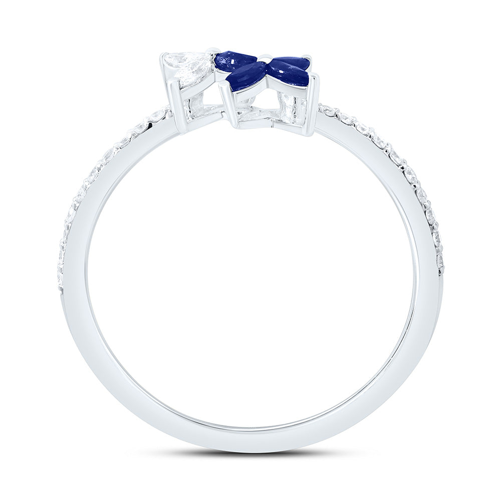 14K Yellow Or White Gold 1/5Cttw Natural Diamond Marquise Gem Flower Ring
