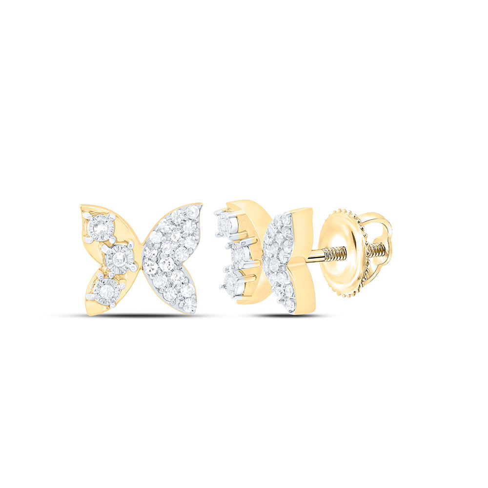 10K Yellow Or White Or Rose Gold 1/10Cttw Natural Diamond Gift Butterfly Earring