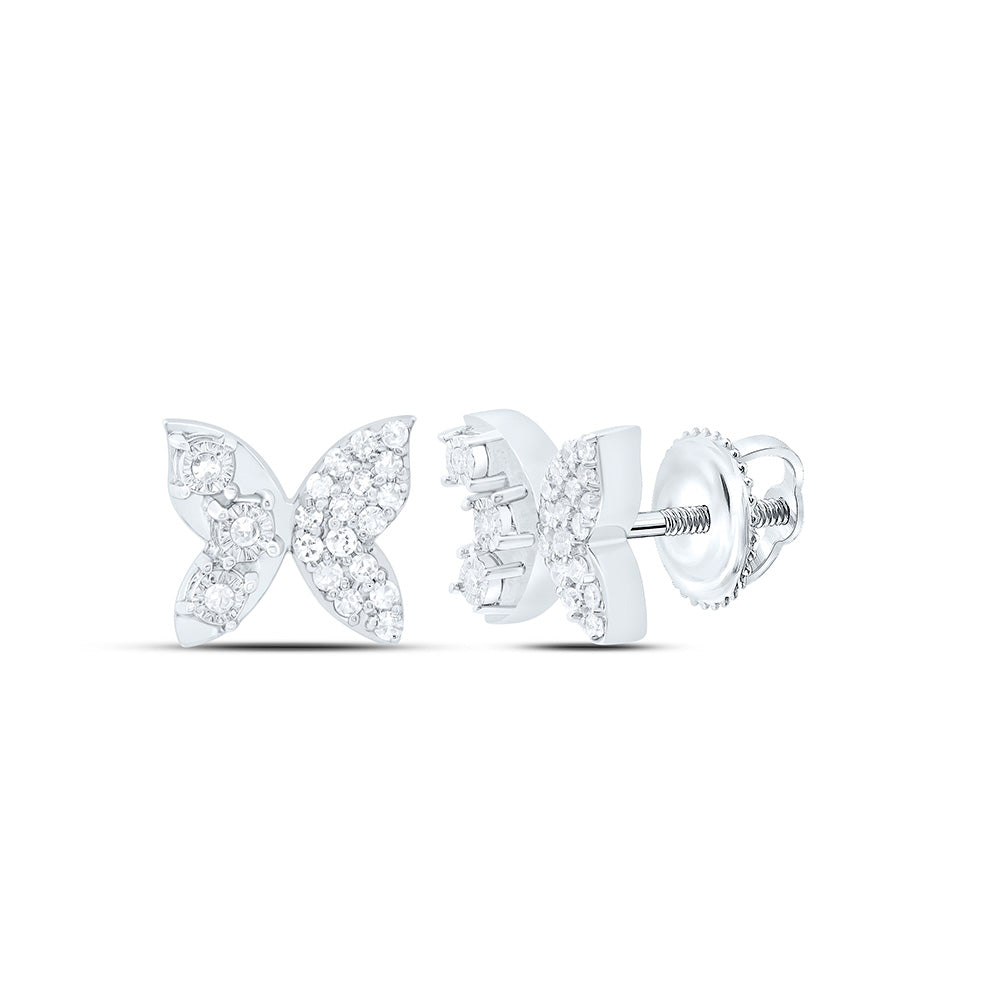 10K Yellow Or White Or Rose Gold 1/10Cttw Natural Diamond Gift Butterfly Earring