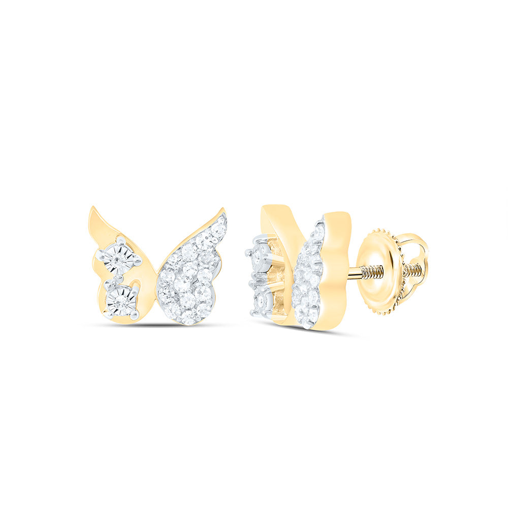 10K Yellow Or White Gold 1/10Cttw Natural Diamond Gift Butterfly Earring