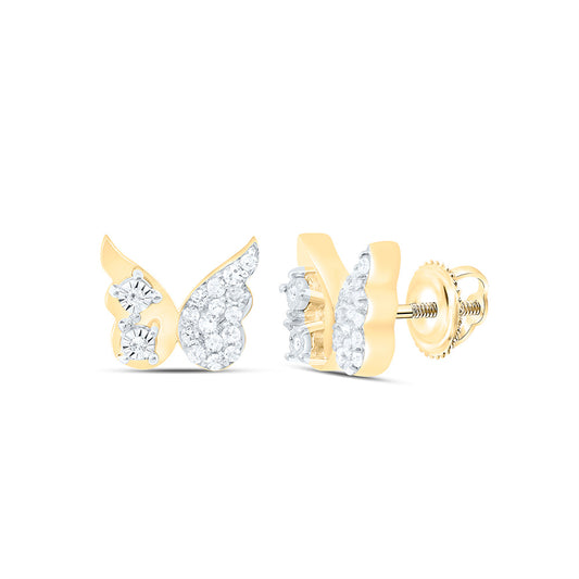 10K Yellow Or White Gold 1/10Cttw Natural Diamond Gift Butterfly Earring