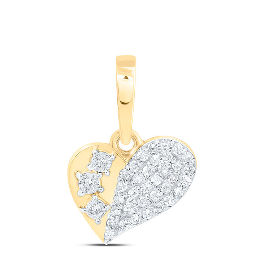 10K Yellow Gold 1/10Cttw Natural Diamond Gift Heart Pendant