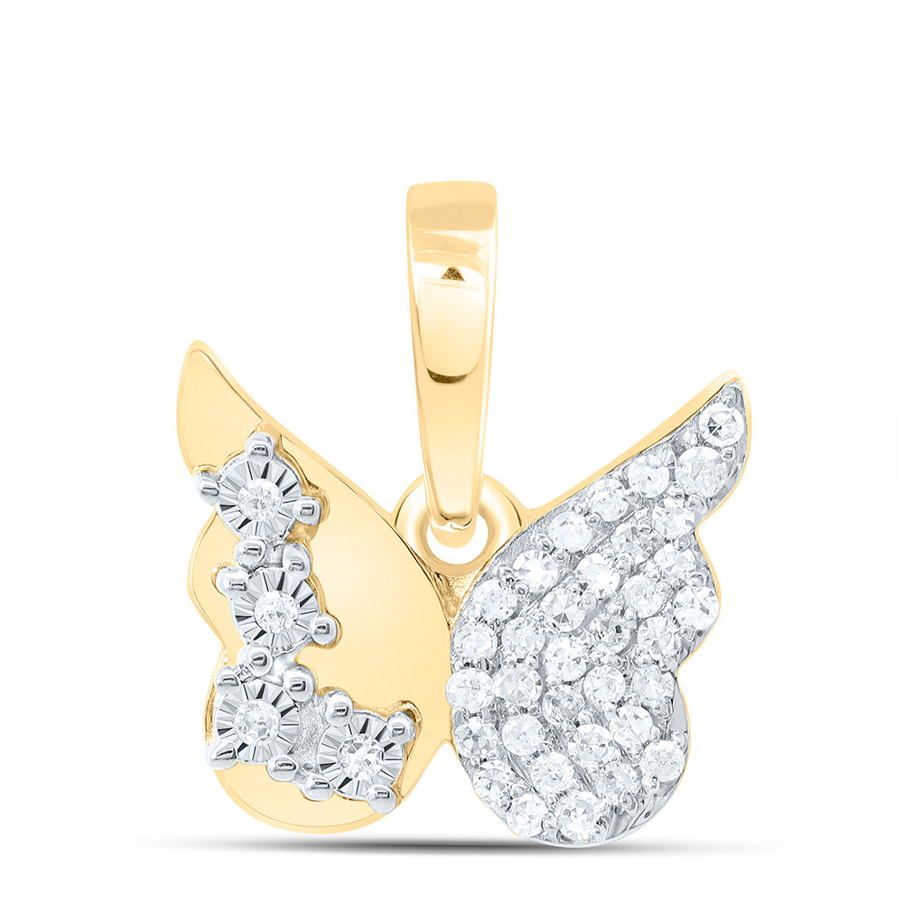 10K Yellow Or White Gold 1/10Cttw Natural Diamond Gift Butterfly Pendant