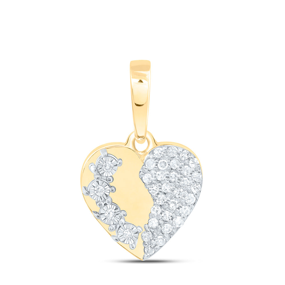 10K Yellow Or White Gold 1/10Cttw Natural Diamond Gift Heart Pendant