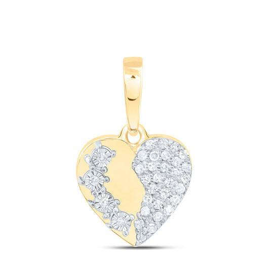10K Yellow Or White Gold 1/10Cttw Natural Diamond Gift Heart Pendant