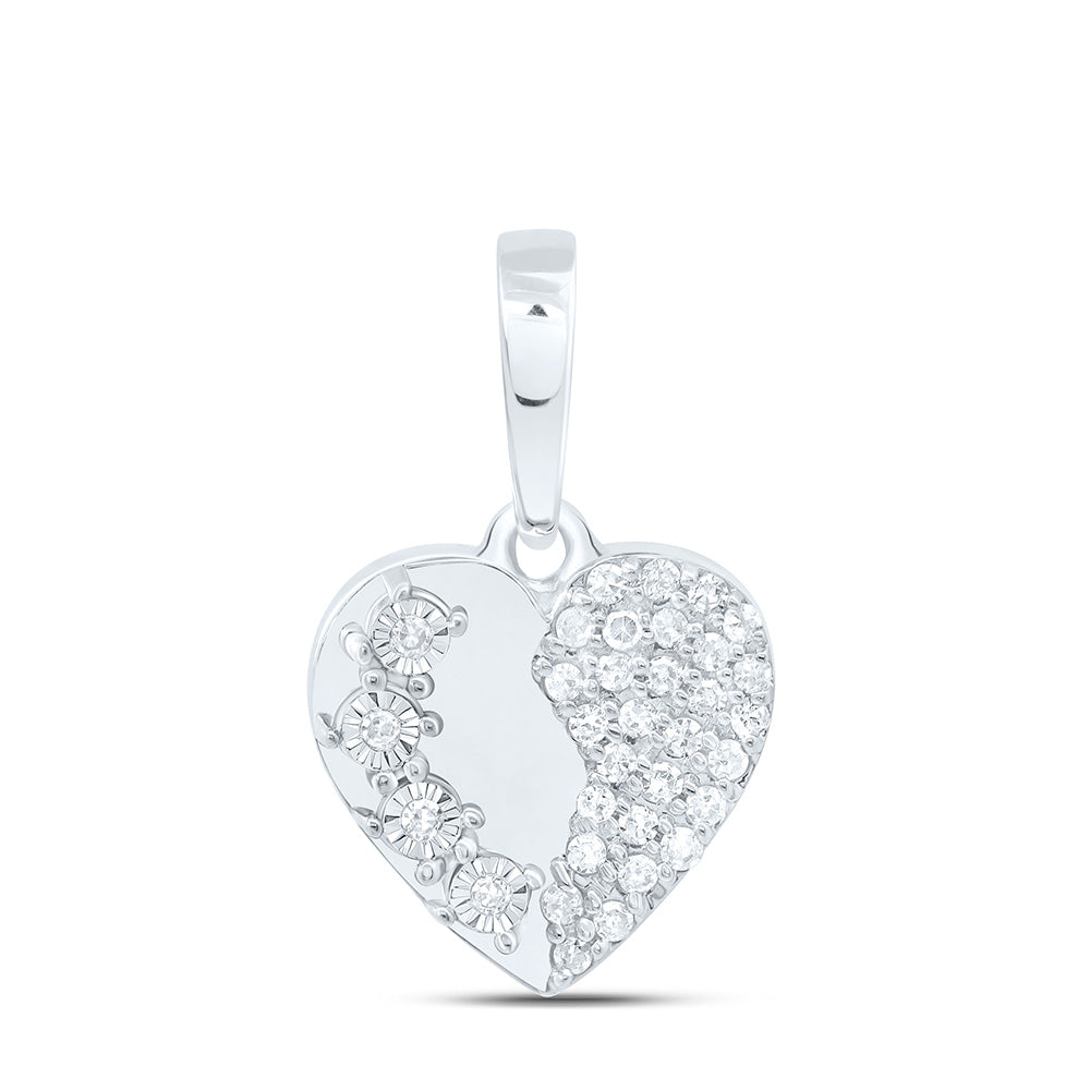 10K Yellow Or White Gold 1/10Cttw Natural Diamond Gift Heart Pendant