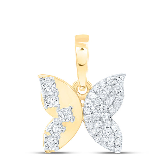 10K Yellow Or White Gold 1/8Cttw Natural Diamond Gift Butterfly Pendant