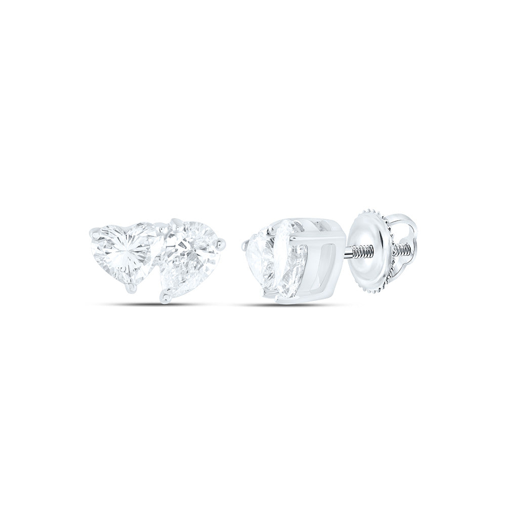 14K Yellow Or White Gold 3/8Cttw Natural Diamond I1-Ij 1/5Ct-Cht, 1/4Ct Center Pear Shape, 2 Stone Earring