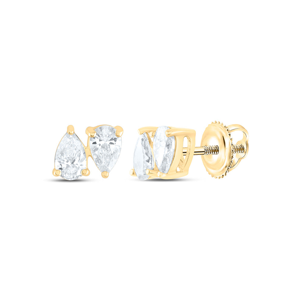 14K Yellow Or White Gold 3/8Cttw Natural Diamond I1-Ij 2 Stone Earring