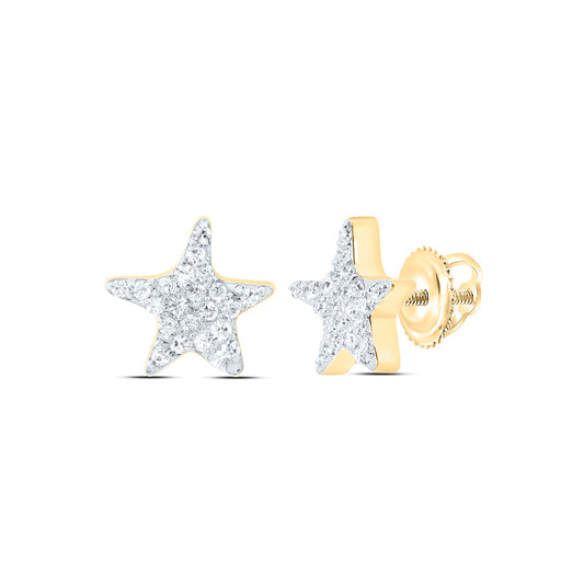 10K Yellow Or White Gold 1/8Cttw Natural Diamond Gift Star Earring