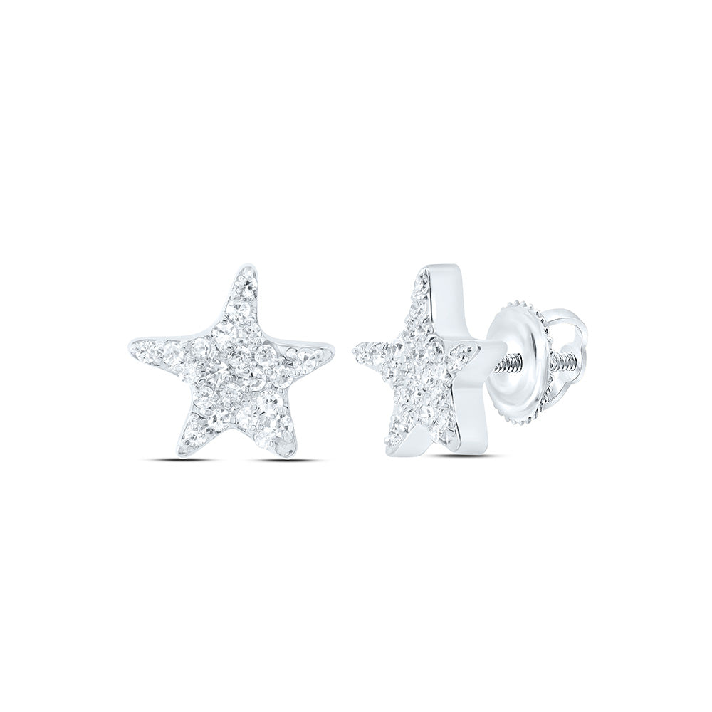 10K Yellow Or White Gold 1/8Cttw Natural Diamond Gift Star Earring