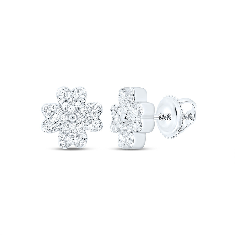 10K Yellow Or White Or Rose Gold 1/5Cttw Natural Diamond Gift Heart Flower Earring