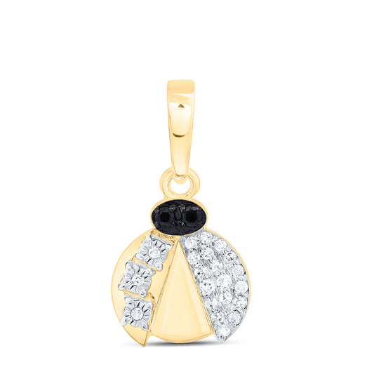 10K Yellow Gold 1/12Cttw Natural Diamond Gift Round Black Diamond Pendant