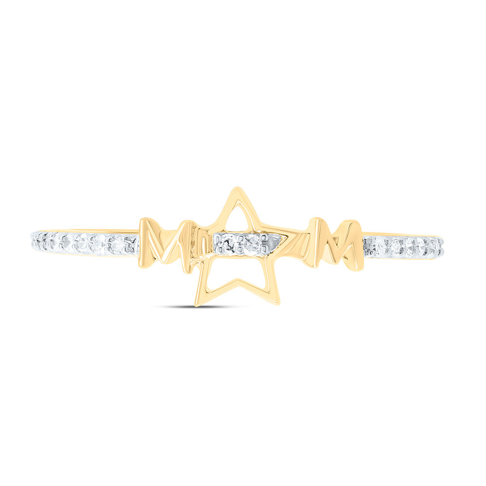10K Yellow Or White Gold 1/10Cttw Natural Diamond Gift "Mom" Star  Ring
