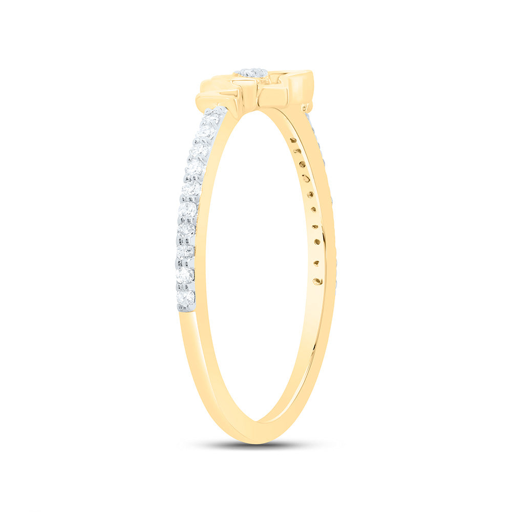 10K Yellow Or White Gold 1/10Cttw Natural Diamond Gift "Mom" Star  Ring