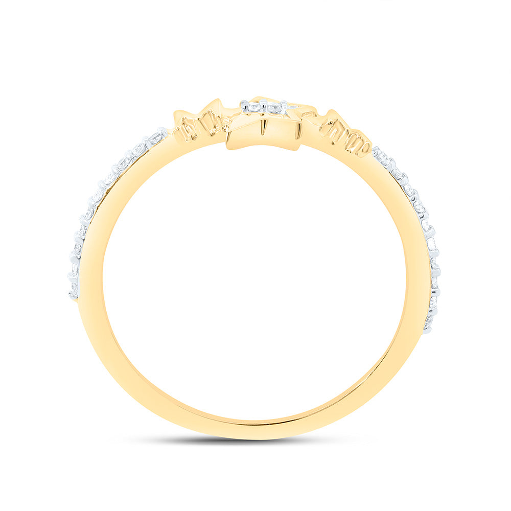 10K Yellow Or White Gold 1/10Cttw Natural Diamond Gift "Mom" Star  Ring