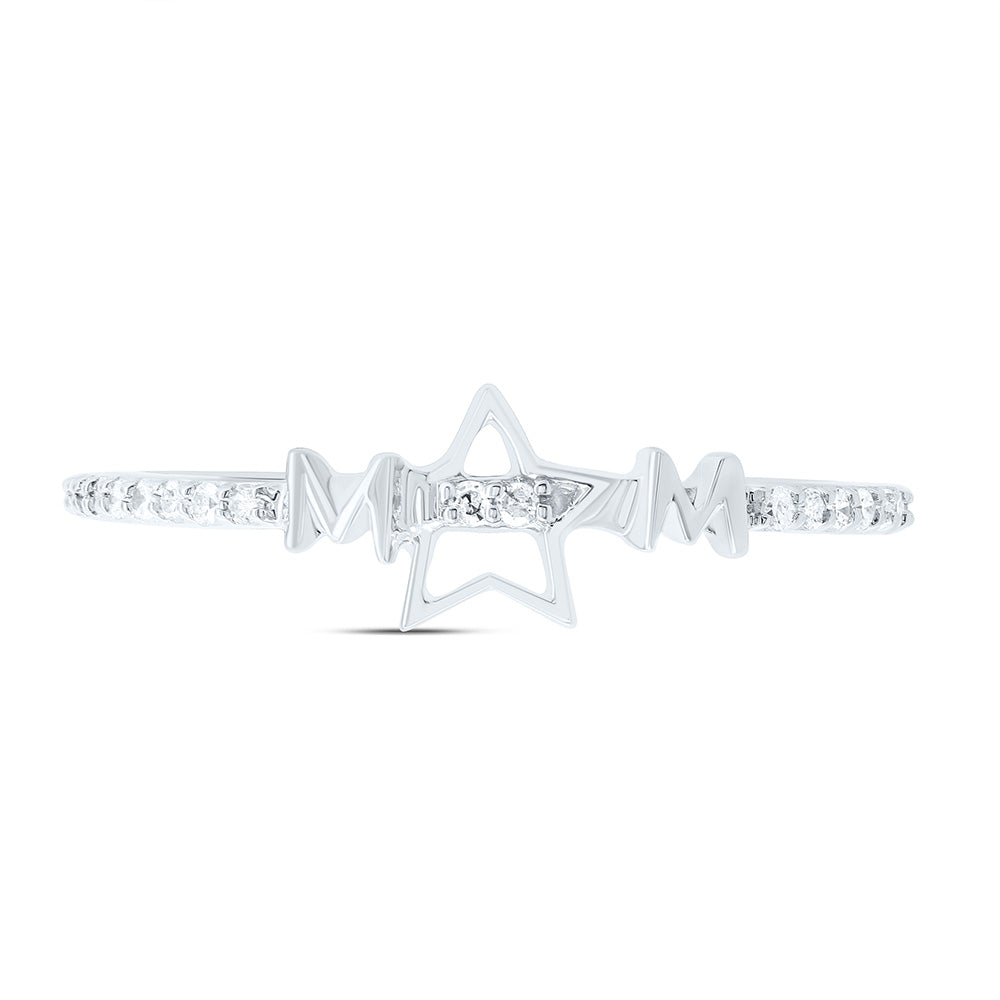 10K Yellow Or White Gold 1/10Cttw Natural Diamond Gift "Mom" Star  Ring