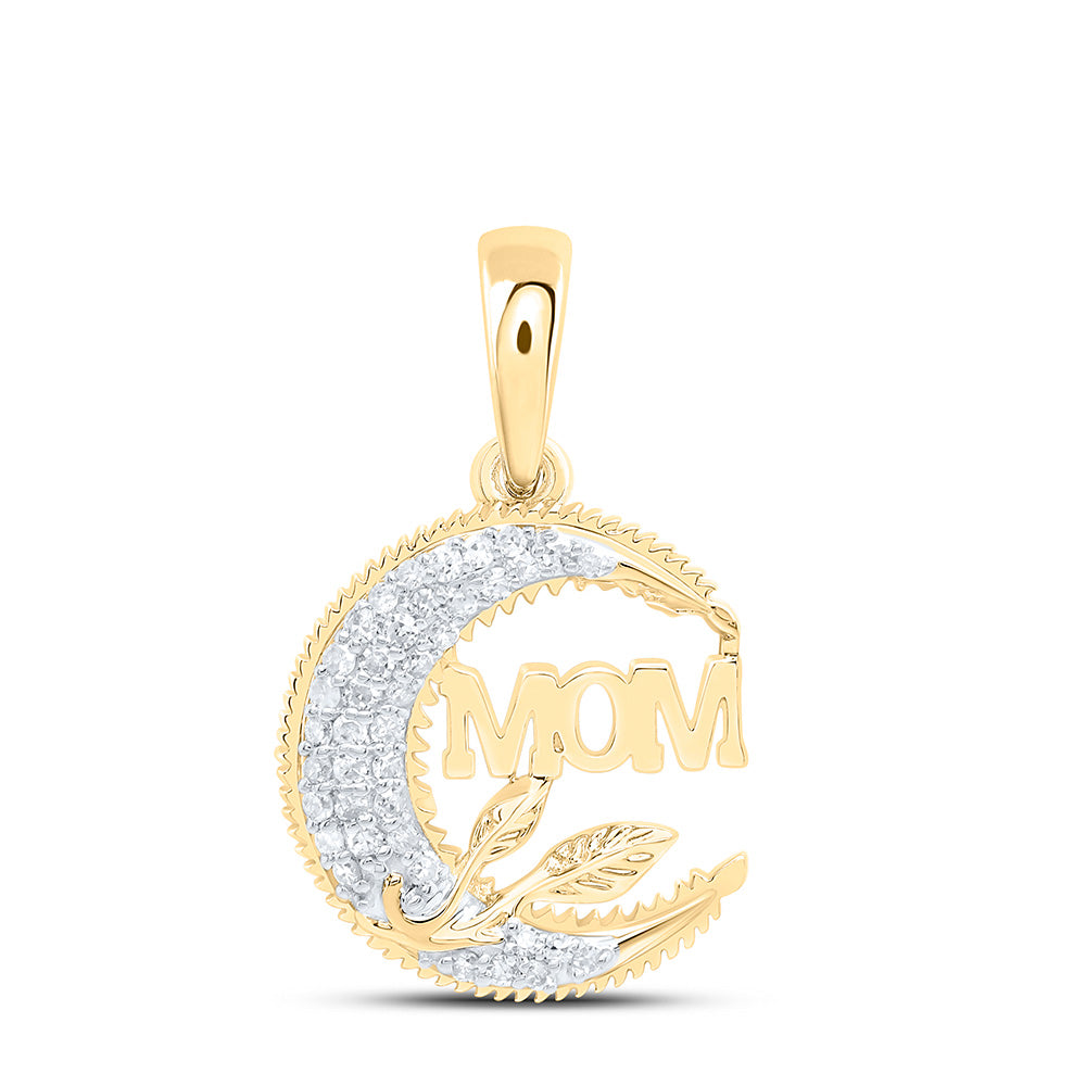 10K Yellow Gold 1/6Cttw Natural Diamond Gift "Mom" Pendant