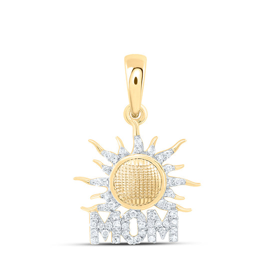 10K Yellow Gold 1/6 Cttw Natural Diamond Gift "Mom" Pendant