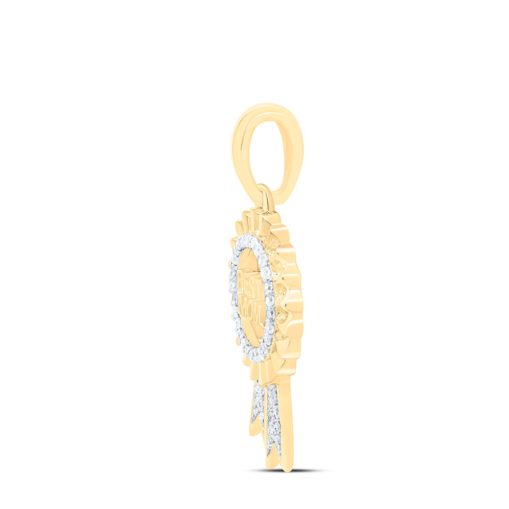 10K Yellow Gold 1/6Cttw Natural Diamond Gift "Best Mom" Pendant