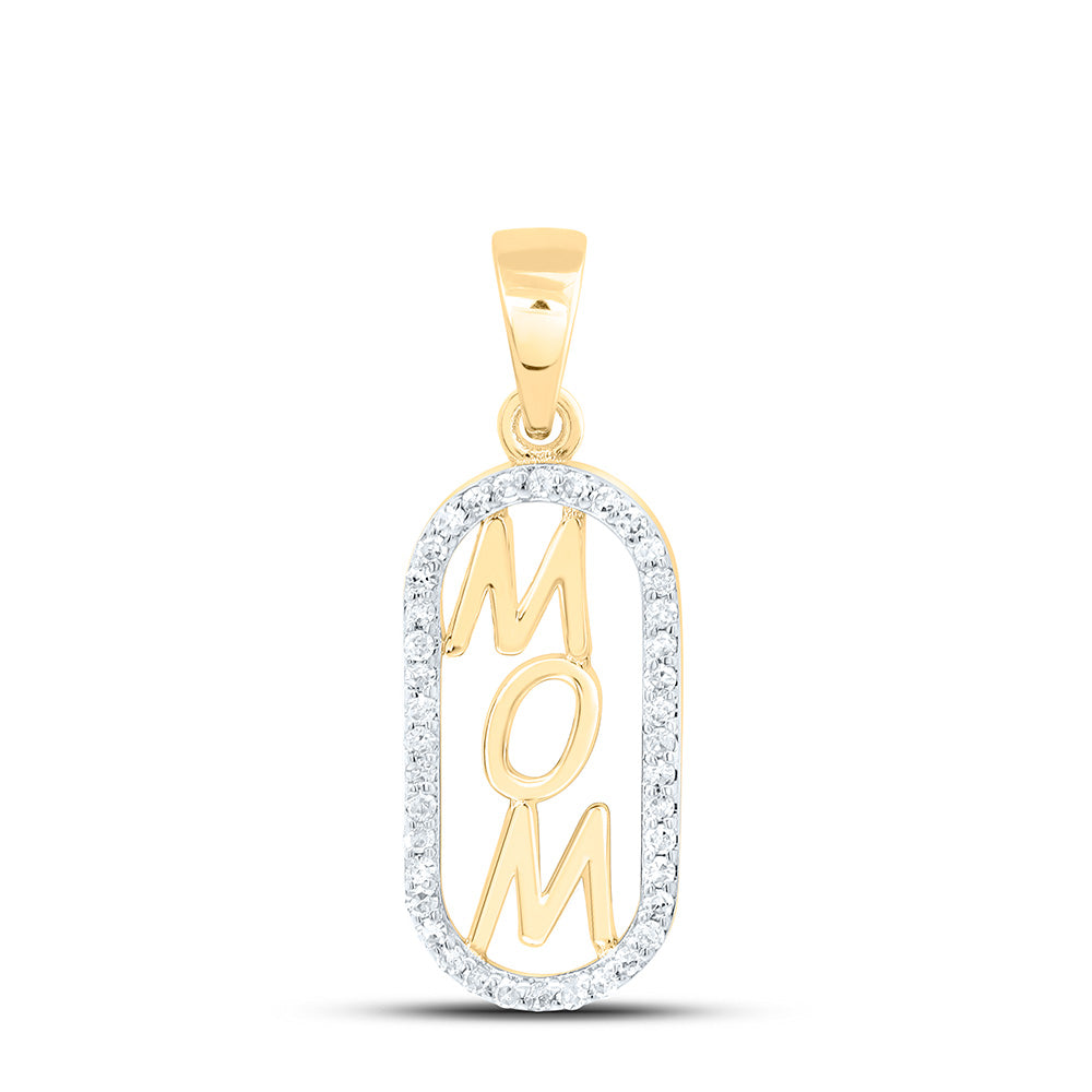 10K Yellow Or White Gold 1/8Cttw Natural Diamond Gift "Mom" Pendant