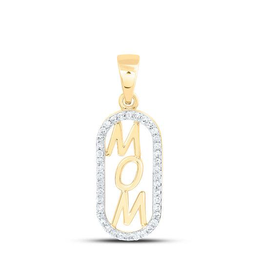 10K Yellow Or White Gold 1/8Cttw Natural Diamond Gift "Mom" Pendant