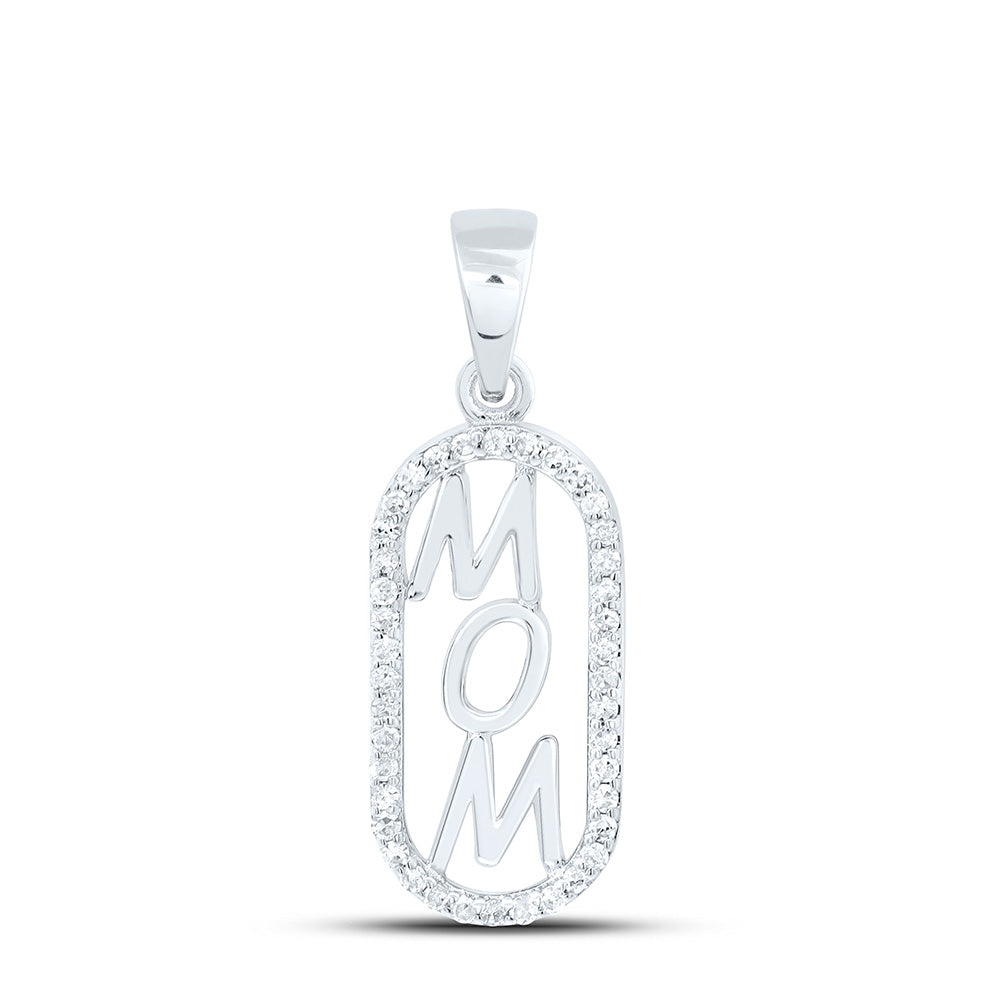 10K Yellow Or White Gold 1/8Cttw Natural Diamond Gift "Mom" Pendant