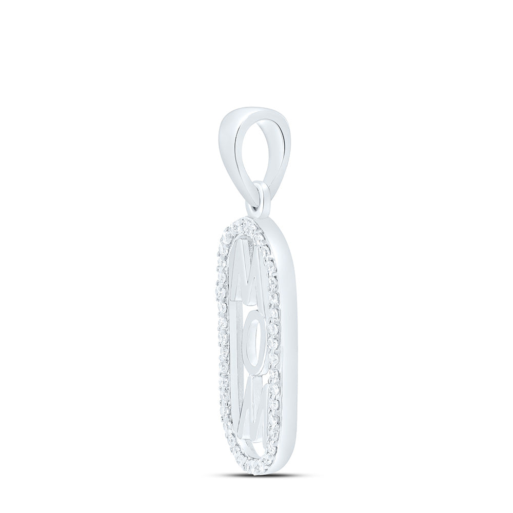 10K Yellow Or White Gold 1/8Cttw Natural Diamond Gift "Mom" Pendant