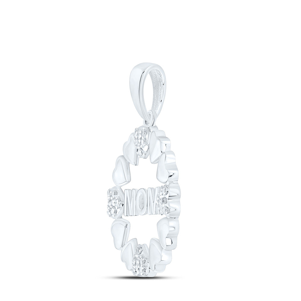 10K Yellow Or White Gold 1/10Cttw Natural Diamond Gift Heart "Mom" Pendant