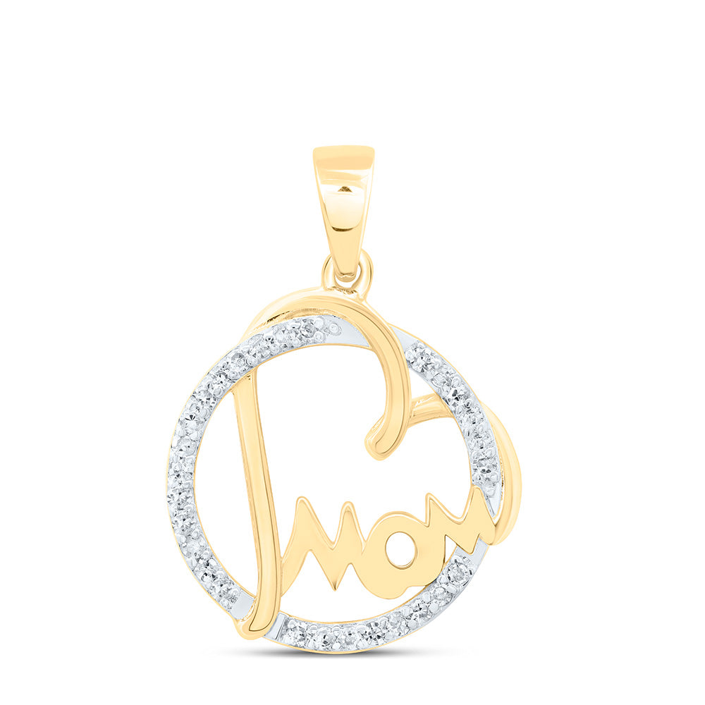 10K Yellow Or White Gold 1/6Cttw Natural Diamond Gift Heart "Mom" Pendant