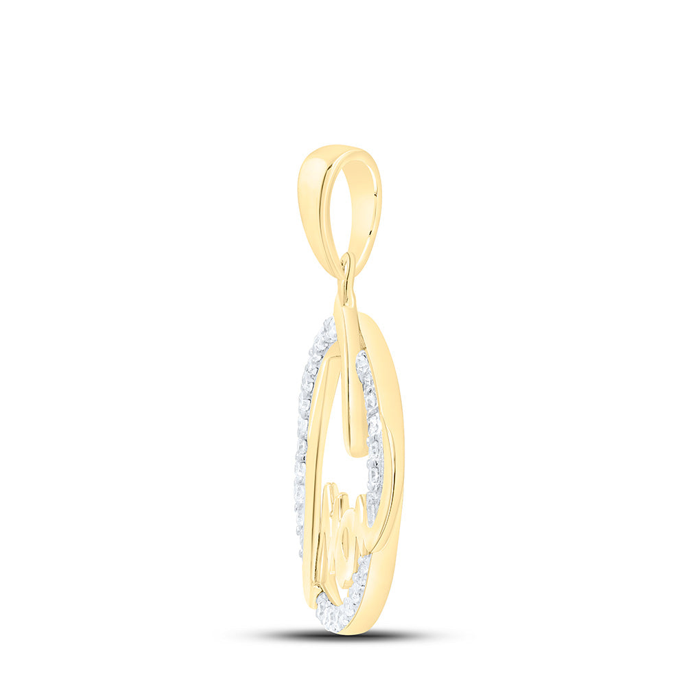 10K Yellow Or White Gold 1/6Cttw Natural Diamond Gift Heart "Mom" Pendant
