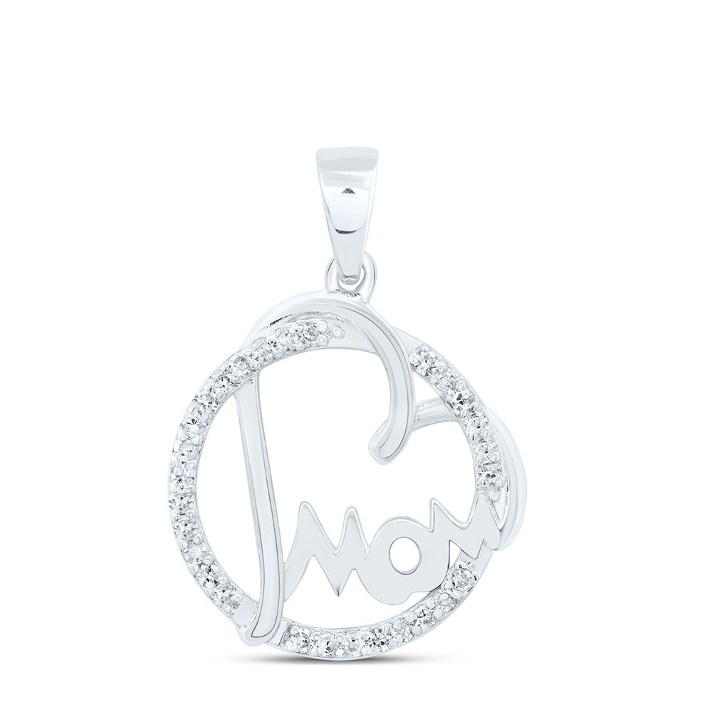 10K Yellow Or White Gold 1/6Cttw Natural Diamond Gift Heart "Mom" Pendant