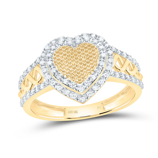 10K Yellow Or White Gold 1/5Cttw Natural Diamond Gift Heart Ring