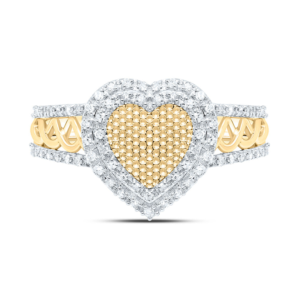 10K Yellow Or White Gold 1/5Cttw Natural Diamond Gift Heart Ring