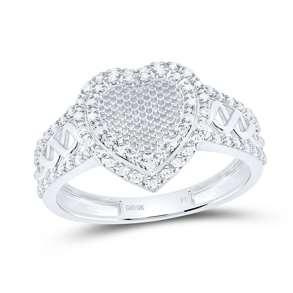 10K Yellow Or White Gold 1/5Cttw Natural Diamond Gift Heart Ring