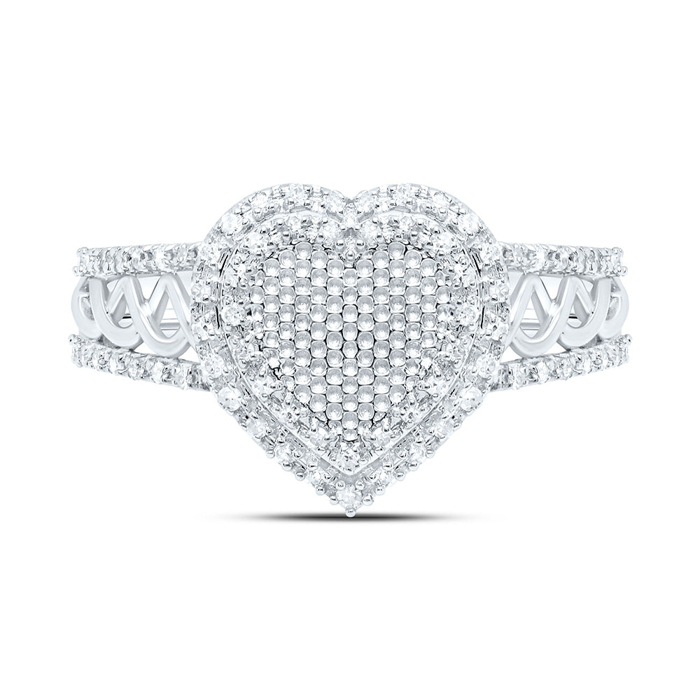 10K Yellow Or White Gold 1/5Cttw Natural Diamond Gift Heart Ring