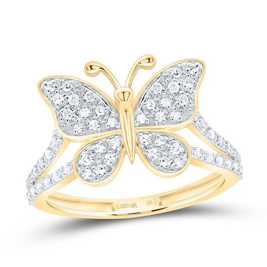10K Yellow Or White Gold 1/4Cttw Natural Diamond Fashion Butterfly Ring
