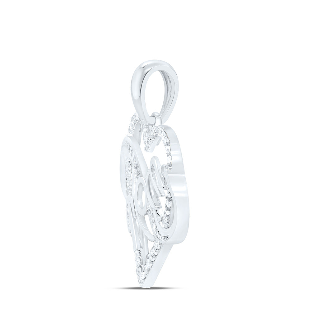 10K Yellow Or White Gold 1/6Cttw Natural Diamond Gift "Mom" Heart  Pendant