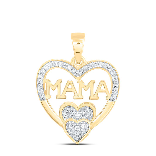 10K Yellow Or White Gold 1/8Cttw Natural Diamond Gift "Mom" Heart  Pendant