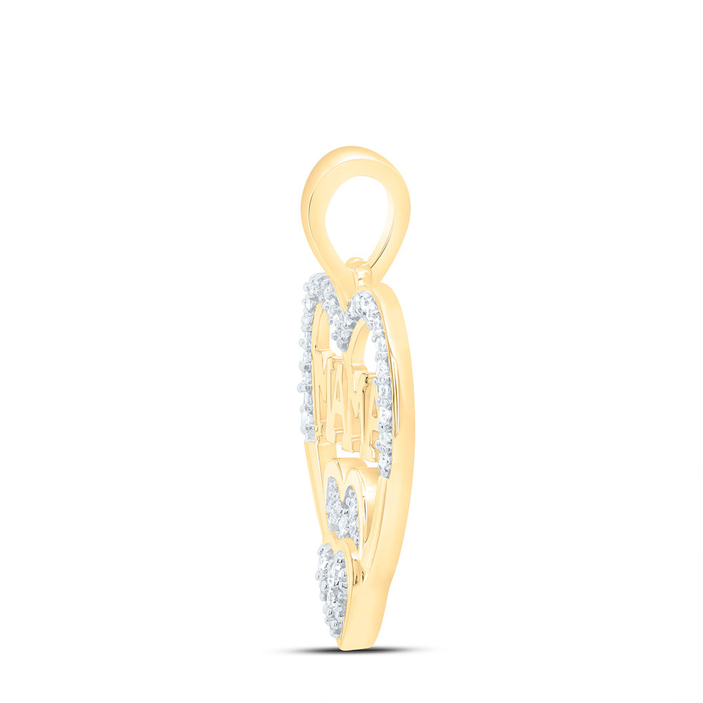 10K Yellow Or White Gold 1/8Cttw Natural Diamond Gift "Mom" Heart  Pendant