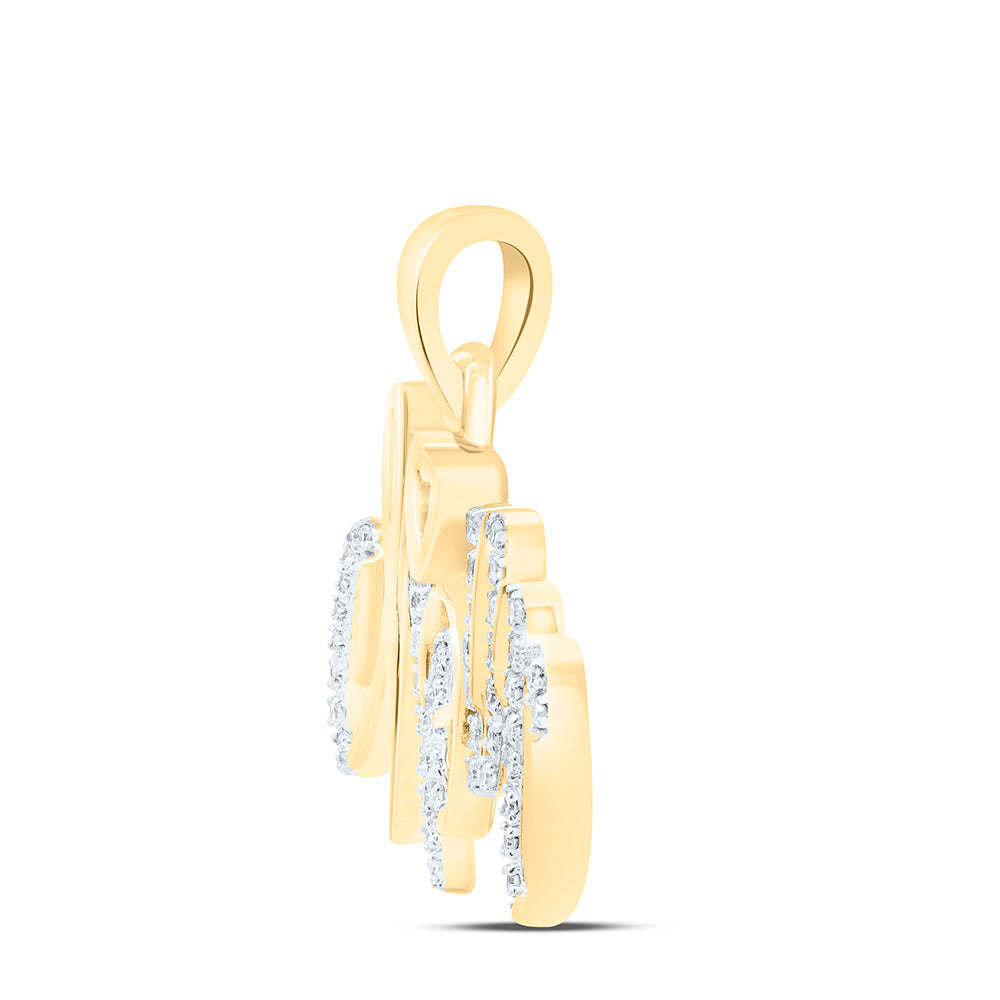 10K Yellow Or White Gold 1/10Cttw Natural Diamond Gift Heart"Mom" Pendant